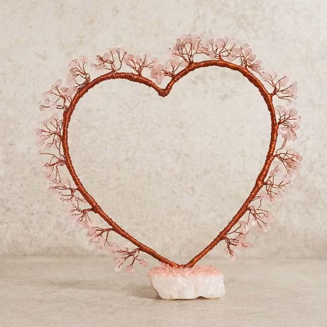 Serenity Pink Rose Quartz Heart Shaped Tabletop Tree