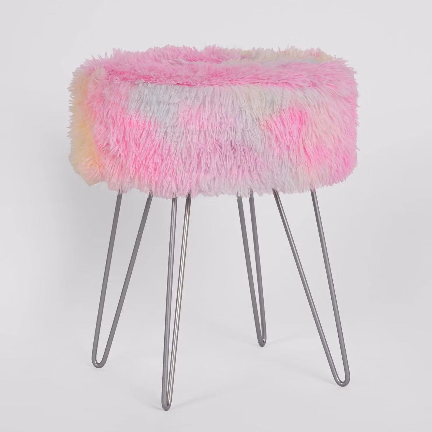 OHS Modern Abstract Dressing Table Stool in Multi-Colour and Pink, W/D/H: 37 x 37 x 45 cm – 2