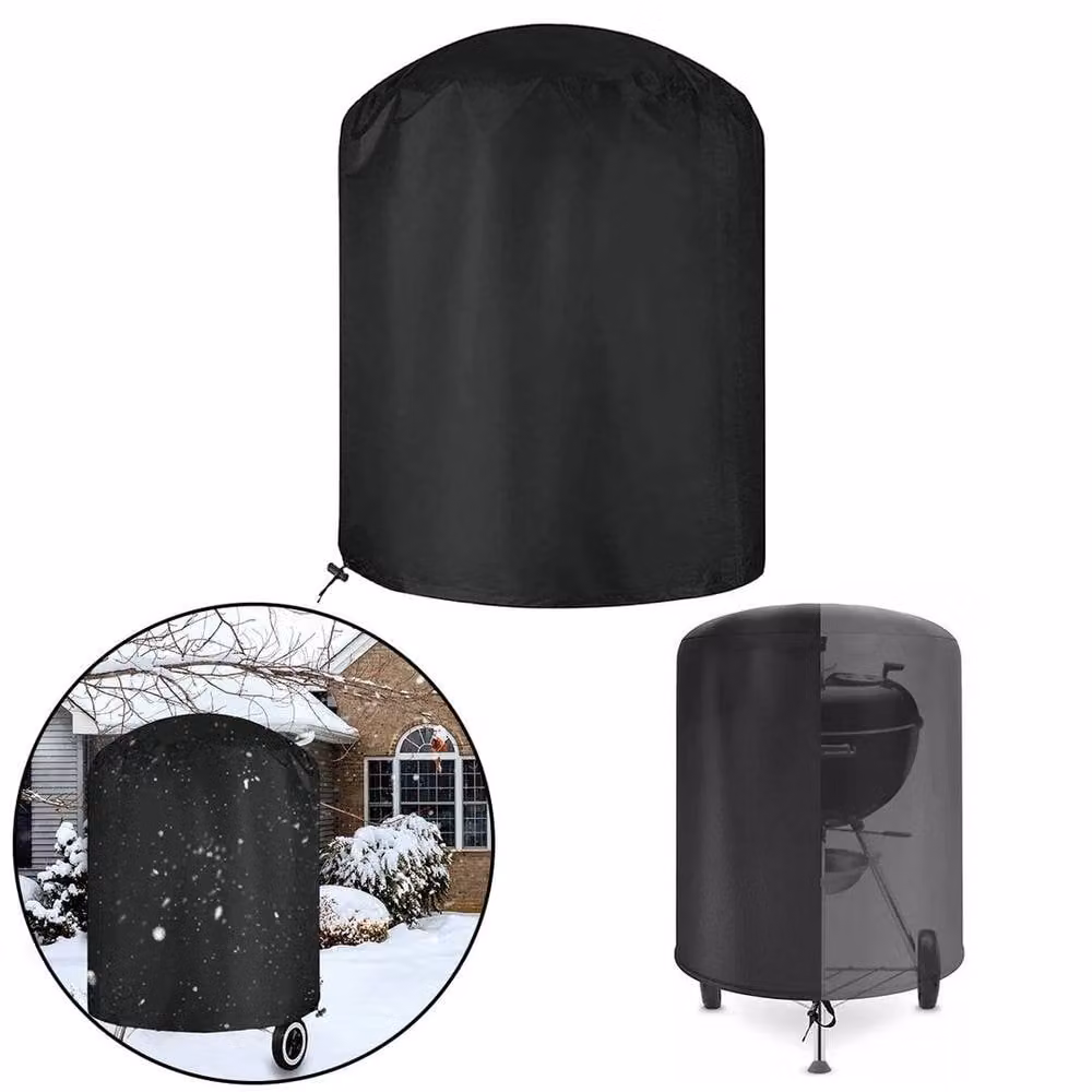KORVIXA Heavy-Duty Waterproof Round Charcoal Grill BBQ Kettle Cover in Black, W/D/H: 70 x 70 x 70 cm – 3