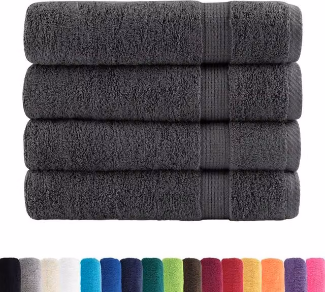 Berkfield Home SOLUND Premium Cotton Terry Shower Towels, 4 Pack, Anthracite, W: 70 cm, L: 140 cm, 600gsm – 1