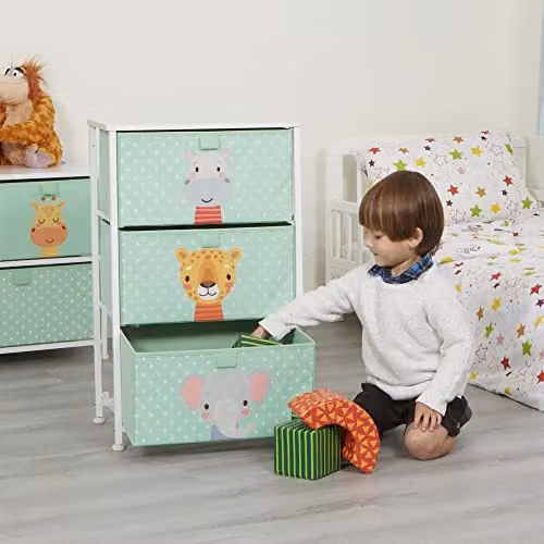Liberty House Toys Jungle 3 Drawer Storage Chest in Green and White – 1