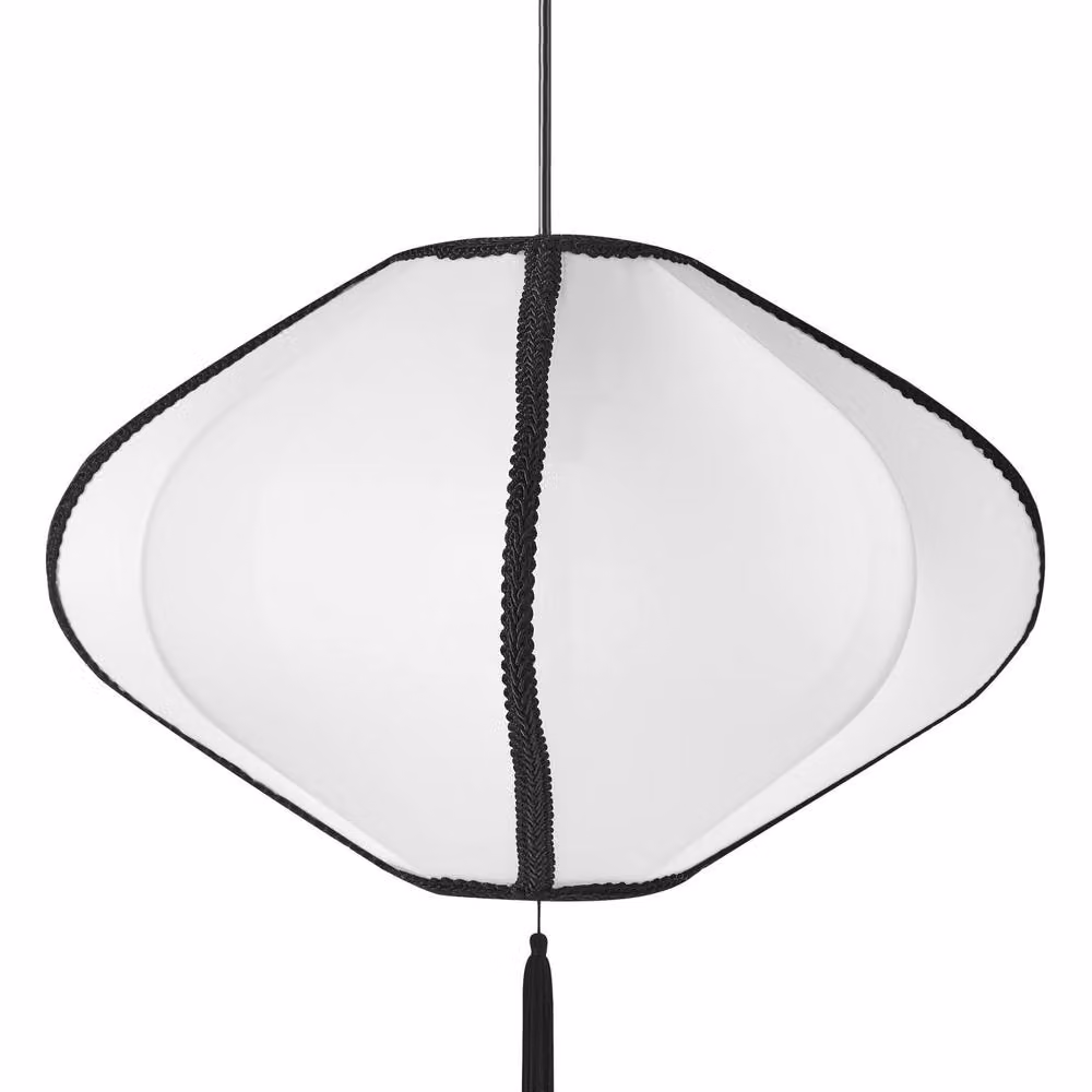 Wyld and Coco White Nylon Tassel Pendant Light W: 39 cm, H: 101 cm – 2