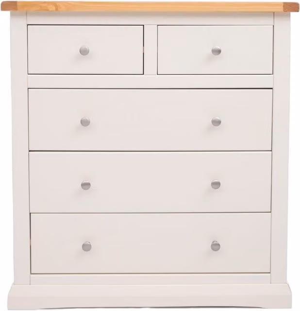 Cabinet Bits Castelli 5 Drawer Chest of Drawers in White with Chrome Knobs