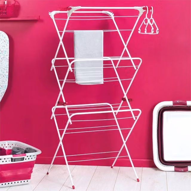 Havendro 3 Tier Folding Clothes Airer 15m Drying Rack in White, W: 100 cm, D: 15 cm