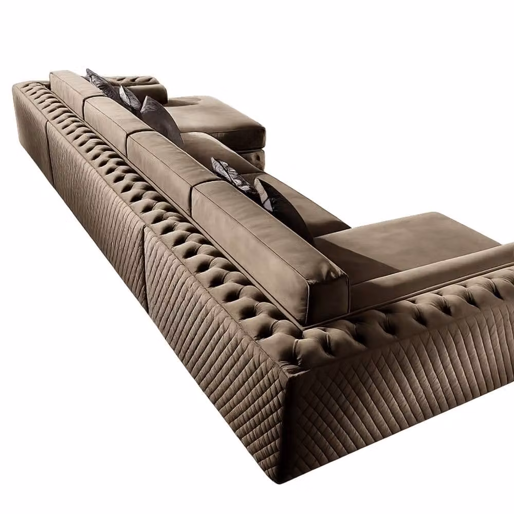 SNUG FURNITURE BIRMINGHAM LTD Monaco Modular U-Shaped Corner Sofa in Brown Fabric – 3