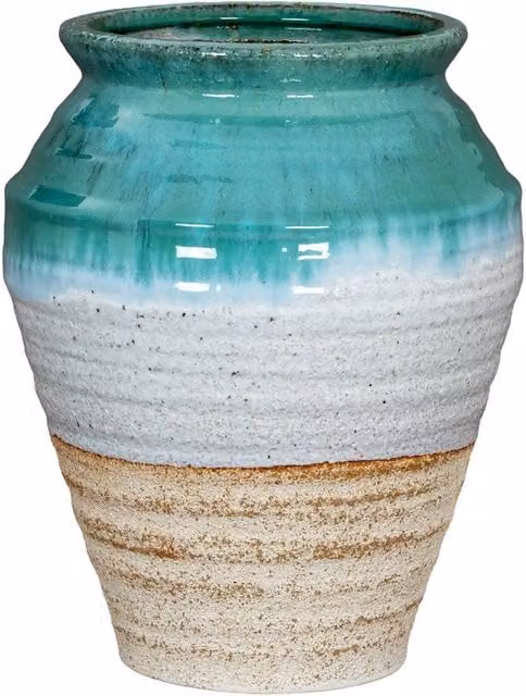 Hill Interiors Fen Olpe Ceramic Tabletop Vase in Green, H 35.0 cm x W 28.0 cm x D 28.0 cm – 1