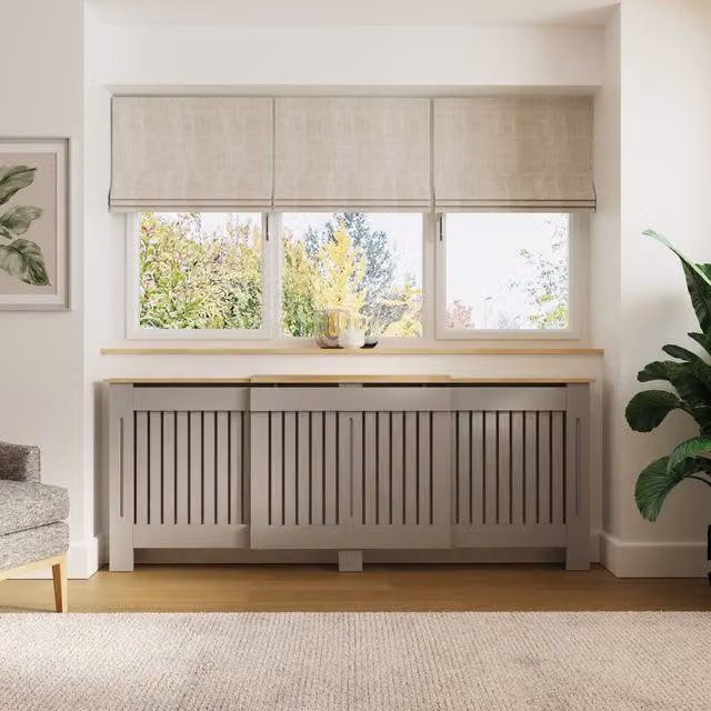 GFW Longslow Adjustable Radiator Cover in Matt Grey, H 143.0 x W 80.7 x D 80.7 cm