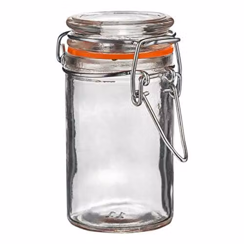 Argon Tableware Glass Spice Jar with Airtight Clip Lid, 70ml, Transparent and Orange – 1