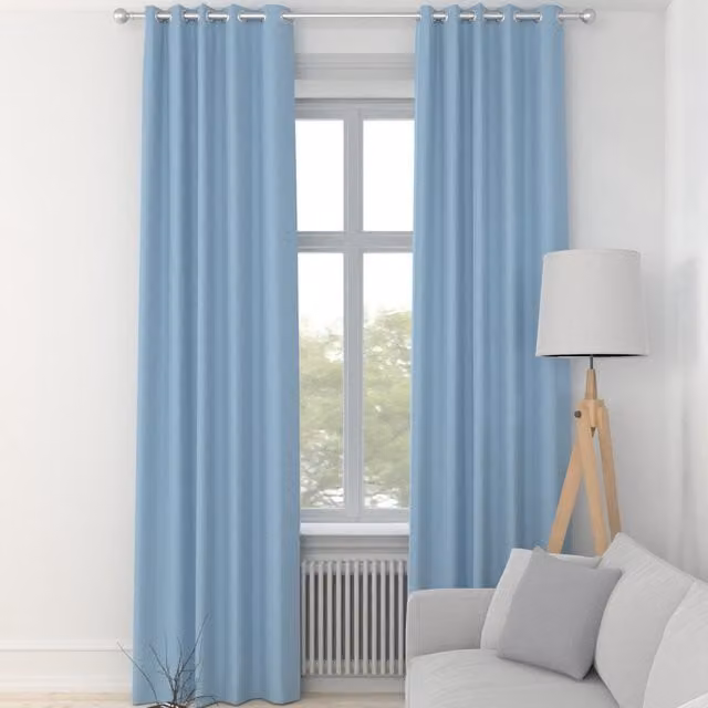 Terrys Paris Made to Measure Blue Blackout Eyelet Fabric Curtain Panel