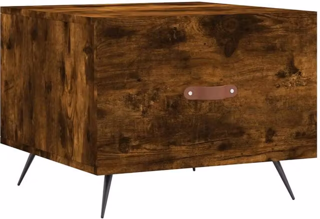 Berkfield Home Smoked Oak Coffee Table in Brown, W/D/H: 50 x 50 x 40 cm