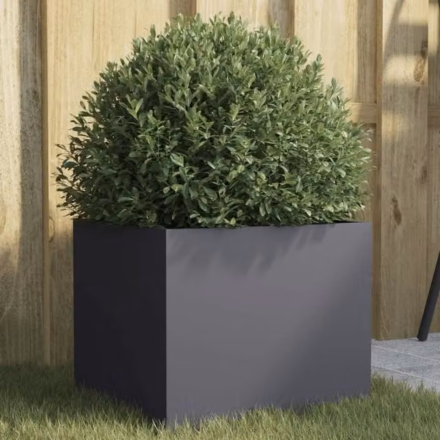 Berkfield Home Anthracite Steel Planter Tub in Black, W/D/H: 32 x 30 x 29 cm – 1