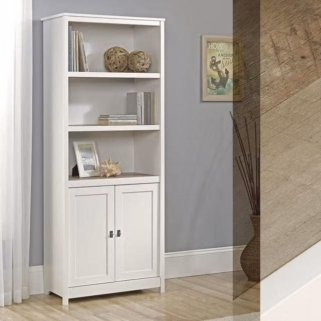 Teknik Office Mediterranean Shaker Style Bookcase with Hinged Doors in White