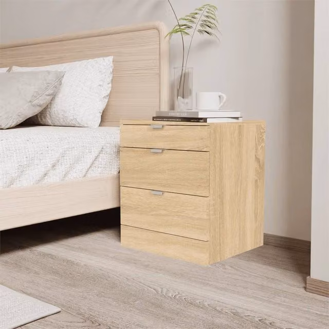 Nera Modern Brown Bedside Table with 3 Drawers and Shelf, W/D/H: 36 x 40 x 47 cm – 1