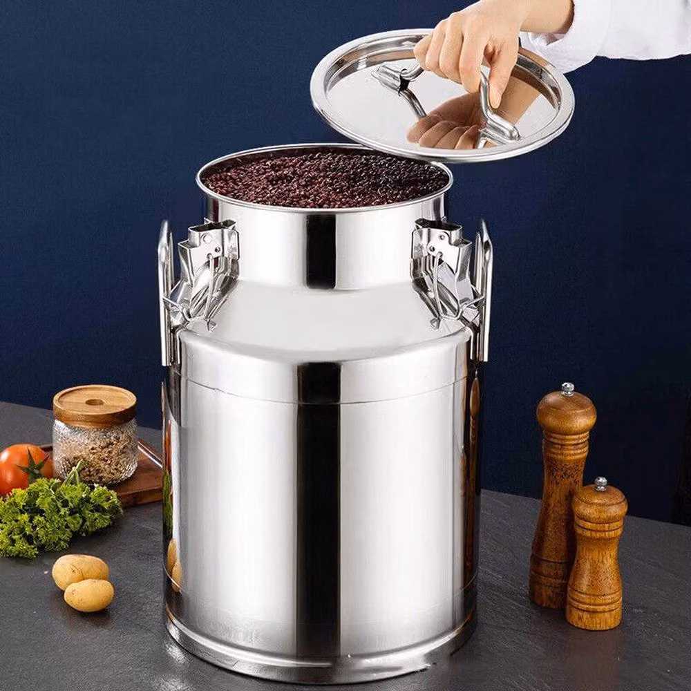 FORGEVIO 35L Large Stainless Steel Milk Can with Clamp in Silver – 5