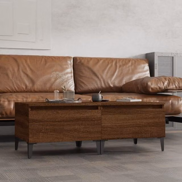 Berkfield Home Set of 2 Brown Oak Side Tables, W/D/H: 50 x 46 x 35 cm – 1