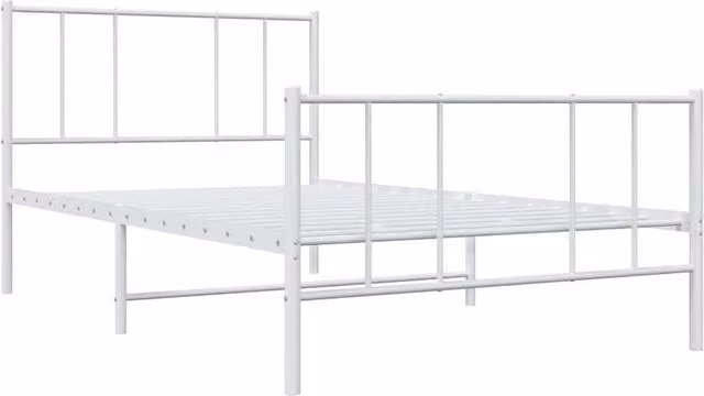 Berkfield Home Metal Bed Frame with Headboard and Footboard, White, W/D/H: 80 x 200 cm