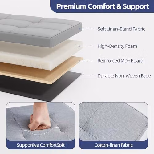 MCC Direct Foldable Upholstered Storage Ottoman Bench in Grey, W/D/H: 110 x 36 x 36 cm – 3