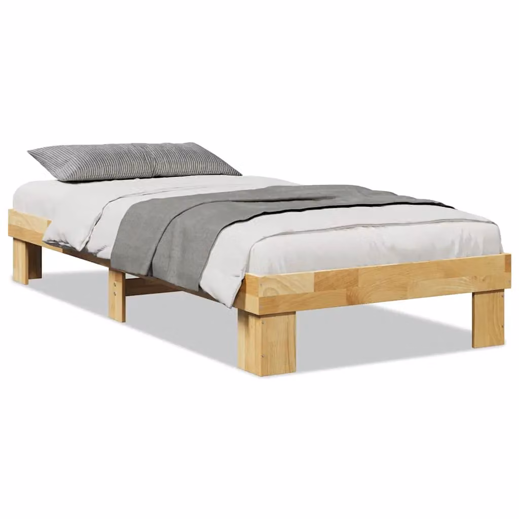 Berkfield Home Small Single Solid Wood Oak Bed Frame in Brown, W: 75 cm, L: 190 cm – 2