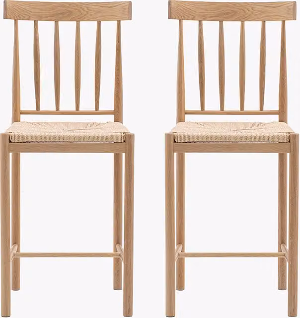 Perch & Parrow Harvest Bar Stool Set of 2 in Natural Brown and Beige Wood