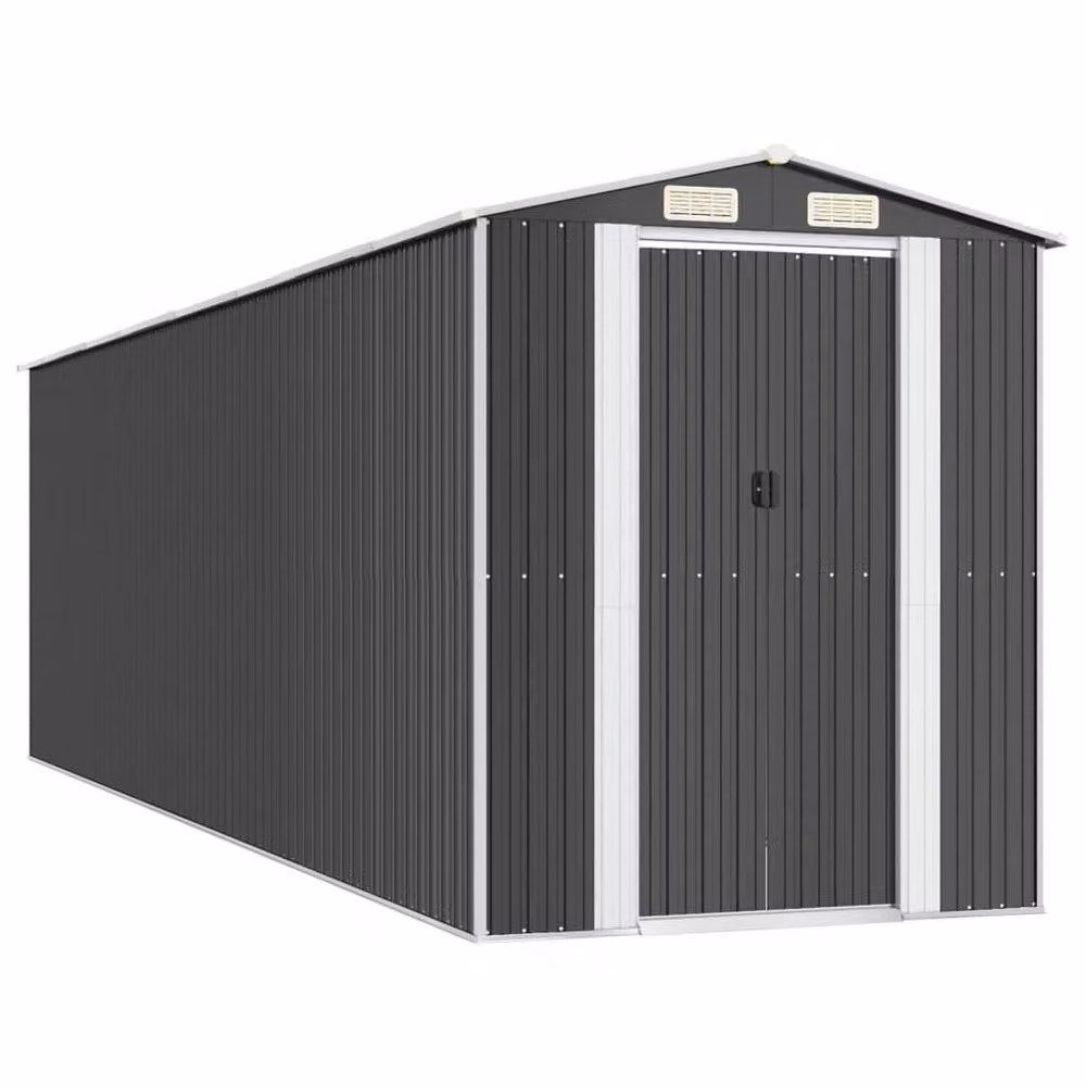 Berkfield Home Anthracite and Black Galvanised Steel Garden Shed, W/D/H: 192 x 689 x 223 cm – 3