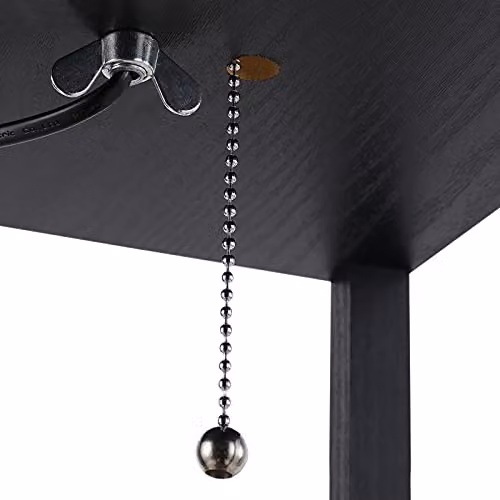 HOMCOM Set of 2 Modern Black Floor Lamps with 3 Wood Shelves and Fabric Lampshades – 6