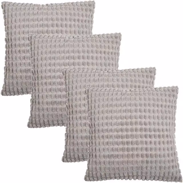 OHS Pack of 4 Grey Bobble Tufted Square Cushion Covers