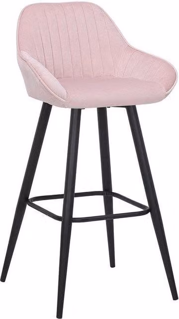 netfurniture Vulune Bar Stool with Matt Velvet Seat in Pink