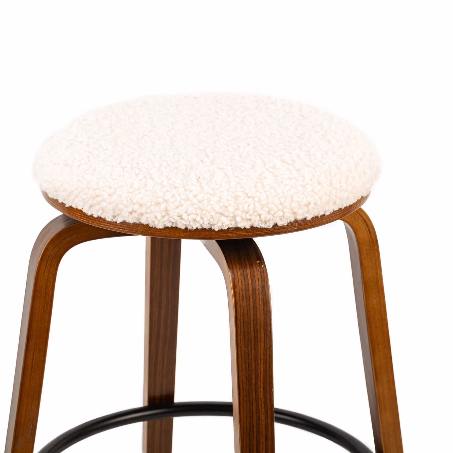 Nordlys Set of 2 Industrial Metal and Wood Bar Stools in White – 4