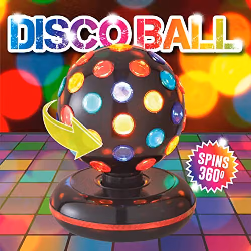 Global Gizmos 45830 Rotating LED Disco Ball with Multi-Colour Lights, Black – 7