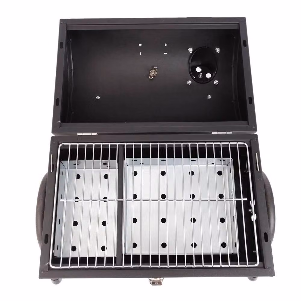 NESTLUNE Portable Charcoal Mini Barrel Tabletop BBQ Grill in Black, W: 100 cm, D: 60 cm, H: 60 cm – 4