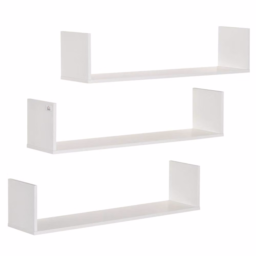 Wyld Haus Yosatoli Set of 3 White U Shaped Floating Shelves, W: 80 cm, D: 18 cm, H: 18 cm – 2