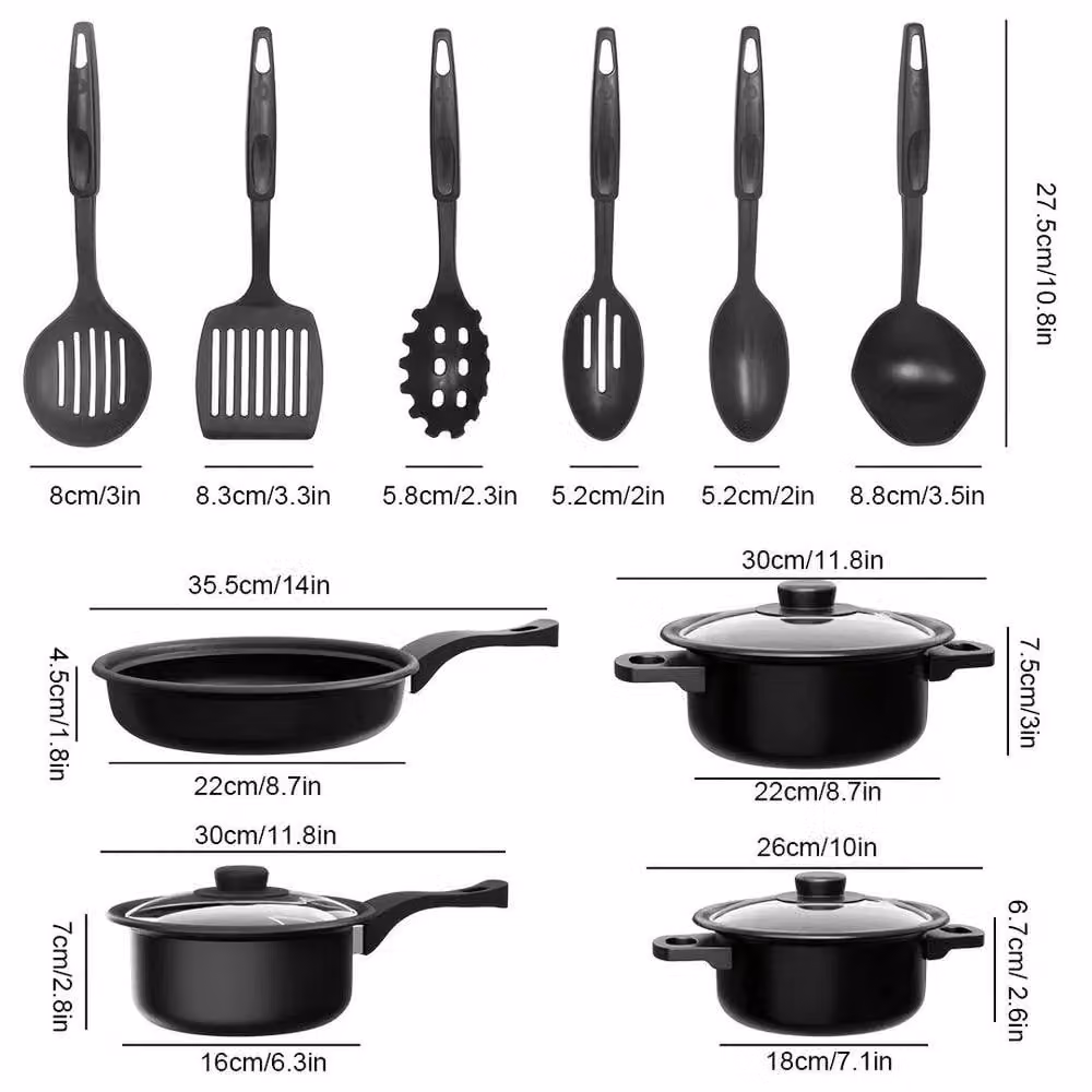 FORGEVIO 13 Piece Non-stick Cookware Set in Black – 2