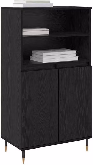 Berkfield Home Black Matt Highboard with Internal Shelves and Hinged Doors, W/D/H: 110 x 36 x 60 cm