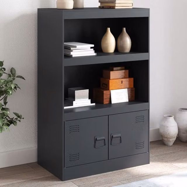 Berkfield Home Anthracite Steel Sideboard, W/D/H: 67 x 39 x 107 cm
