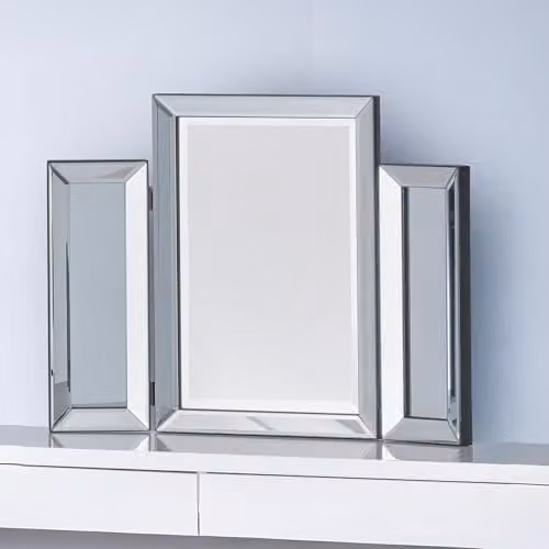 Julian Bowen Soprano Folding Tabletop Dressing Table Mirror in White with Rectangular Glass