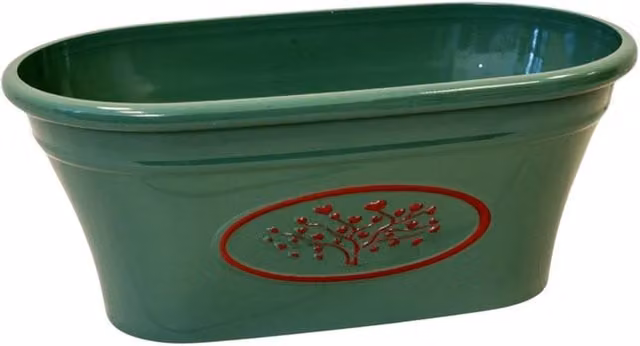 Four Candle Green Love Heart Tree Plastic Oval Trough Planter Window Box 38cm