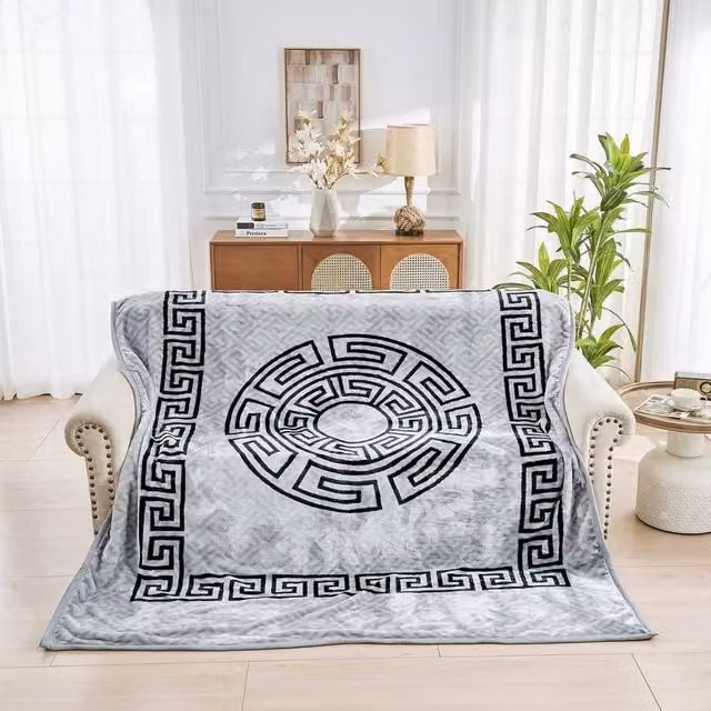 Home Luxe Interior Silver Greek Design Rashel Blanket, W: 200 cm, D: 240 cm