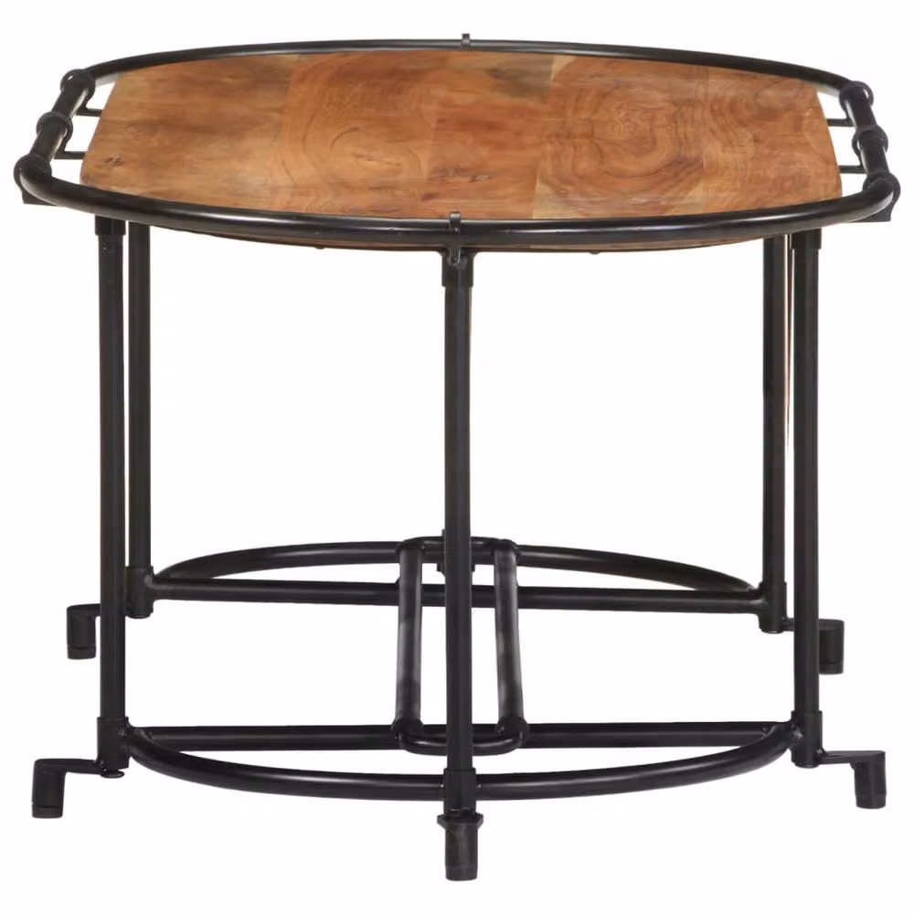 Berkfield Home Sturdy Acacia Wood Coffee Table in Brown and Black, W/D/H: 110 x 55 x 40 cm – 3