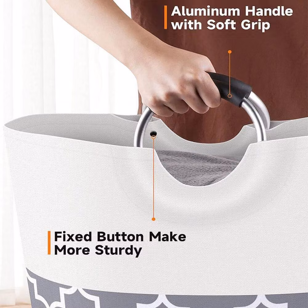 SPETLEK Large Collapsible Fabric Laundry Basket in Grey – 3