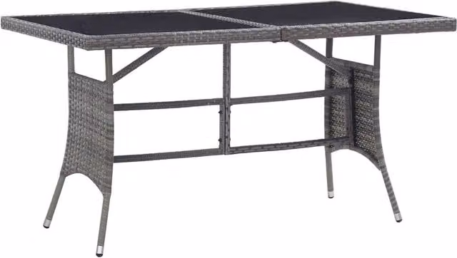 Berkfield Home Modern Grey Poly Rattan Garden Table W/D/H: 140 x 80 x 74 cm