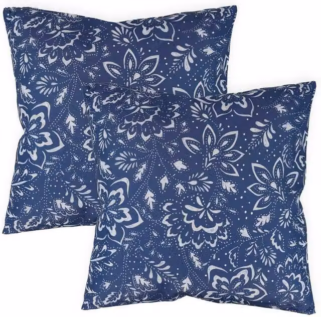 Gardenwize Hampton Floral Cushion Covers, Pack of 2, Blue, W/D/H: 45 x 45 x 0 cm – 1