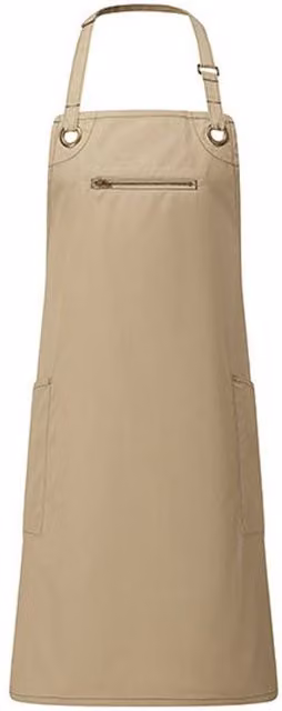Premier Barley Contrast Stitch Bib Apron in Beige