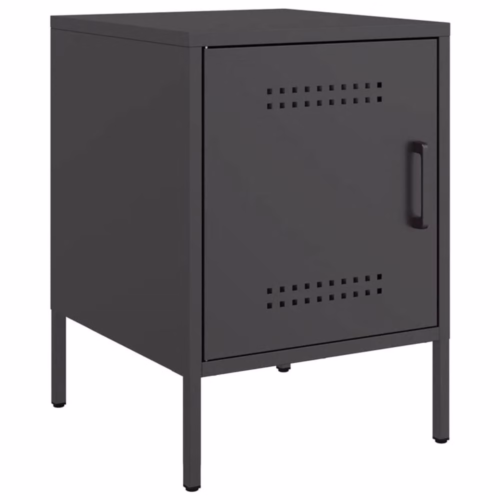Berkfield Home Set of 2 Black Industrial Metal Bedside Cabinets, W/D/H: 36 x 39 x 50.5 cm – 2