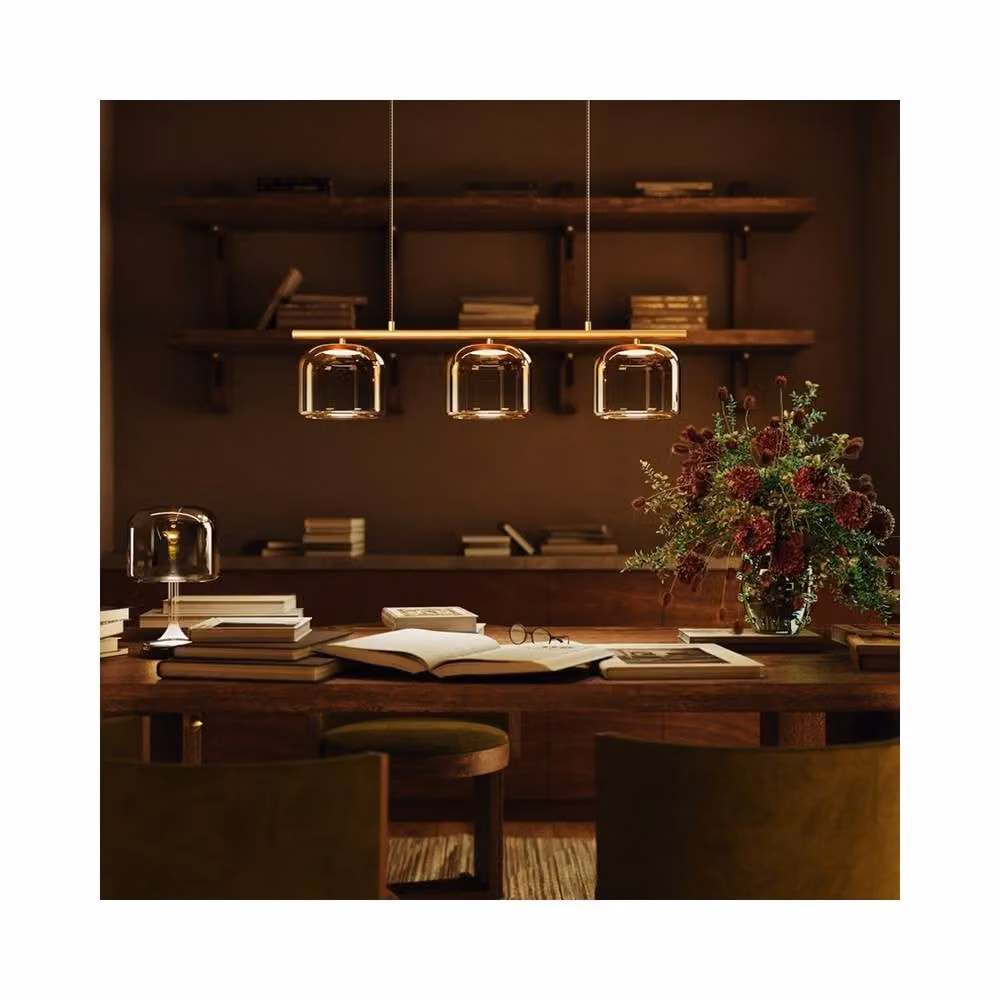 Netlighting Spirito LED Bar Pendant Ceiling Light in Gold/Brass, Dimmable, Warm White 3000K – 2