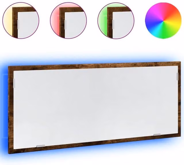 Berkfield Home LED Bathroom Mirror in Smoked Oak Brown, W: 100 cm, H: 37 cm, D: 8.5 cm – 1