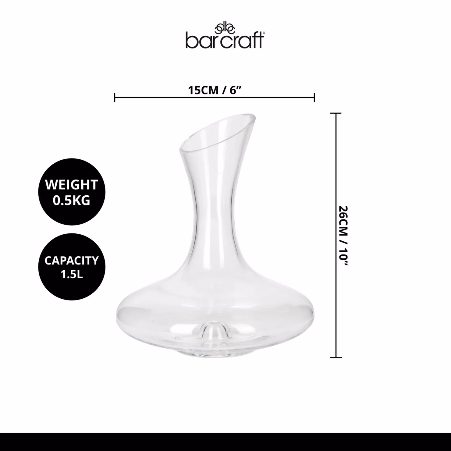 BarCraft Deluxe Glass Wine Decanter, 1.5 l, Transparent – 5