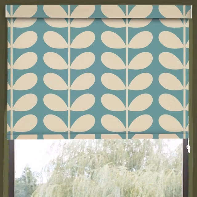 Orla Kiely Jumbo Solid Stem Translucent Made to Measure Roller Blind in Duckegg Blue