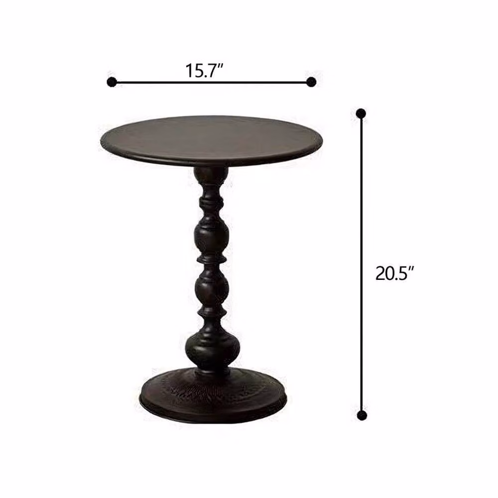 FORGEVIO Vintage Black Metal Round Pedestal Side Nightstand, W: 40 cm, D: 40 cm, H: 52.07 cm – 2
