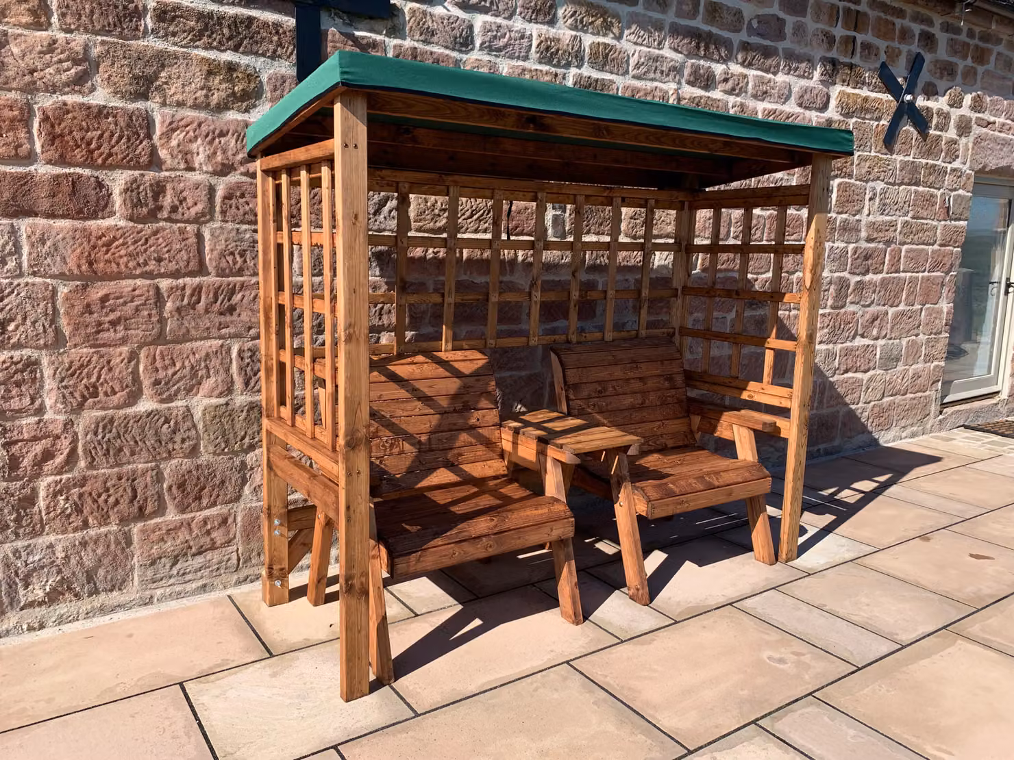 Charles Taylor Trading Grand Henley Twin Arbour in Green and Brown Wood – 2