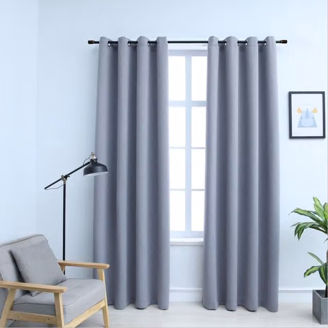 Berkfield Home Grey Blackout Curtains with Eyelets, 2 Pack, W: 140 cm, H: 175 cm – 1